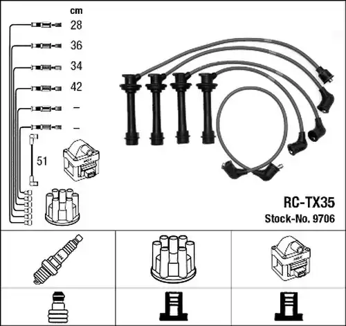 комплект запалителеи кабели NGK 9706
