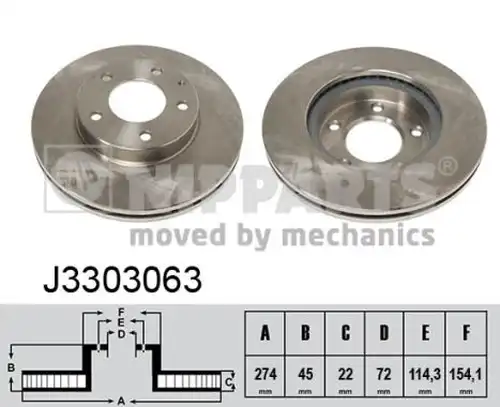 спирачен диск NIPPARTS J3303063