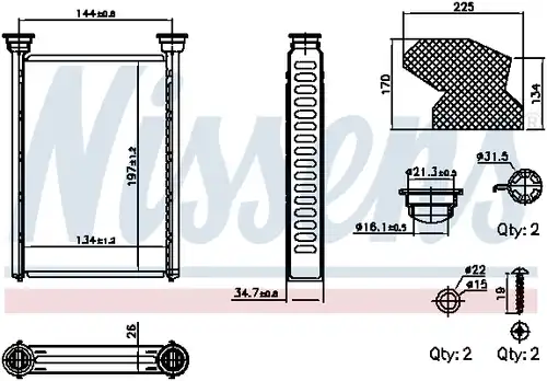 топлообменник, отопление на вътрешното пространство NISSENS 707309