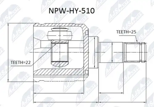каре комплект, полуоска NTY NPW-HY-510