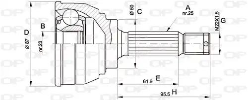каре комплект, полуоска OPEN PARTS CVJ5044.10