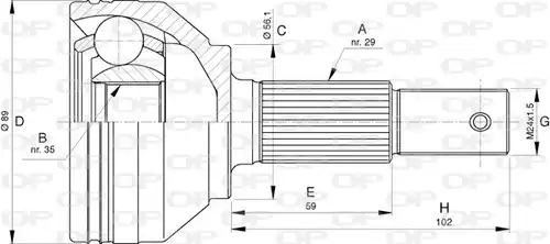 каре комплект, полуоска OPEN PARTS CVJ5754.10