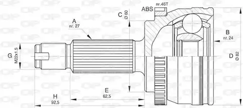 каре комплект, полуоска OPEN PARTS CVJ5805.10