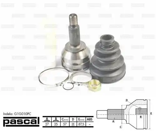 каре комплект, полуоска PASCAL G1G010PC