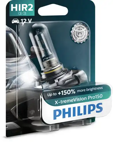 крушка с нагреваема жичка, фар за дълги светлини PHILIPS 9012XVPB1