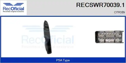 ключ(бутон), стъклоповдигане RECOFICIAL RECSWR70039.1