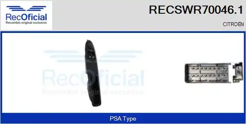 ключ(бутон), стъклоповдигане RECOFICIAL RECSWR70046.1