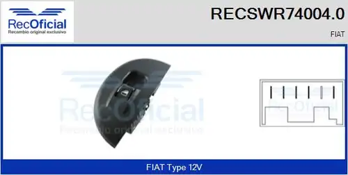 ключ(бутон), стъклоповдигане RECOFICIAL RECSWR74004.0