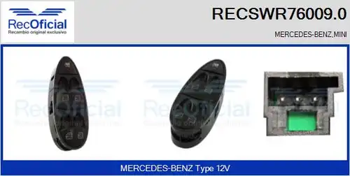 ключ(бутон), стъклоповдигане RECOFICIAL RECSWR76009.0