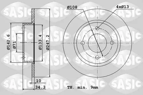 спирачен диск SASIC 2464A24J