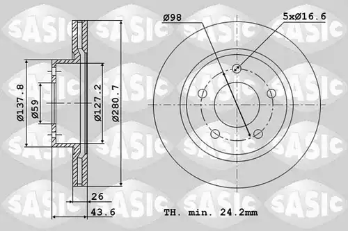 спирачен диск SASIC 2464J24J