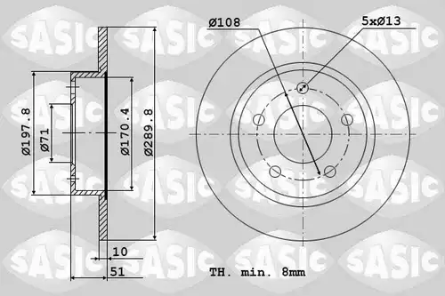 спирачен диск SASIC 2464V74J