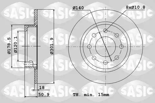 спирачен диск SASIC 6104033