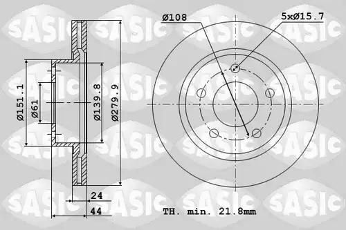спирачен диск SASIC 6104036