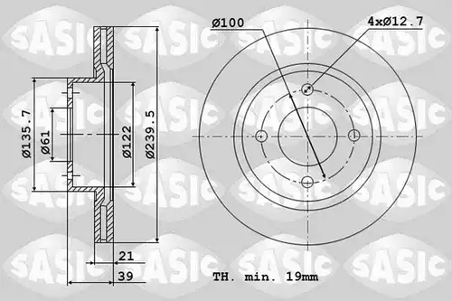 спирачен диск SASIC 6106098