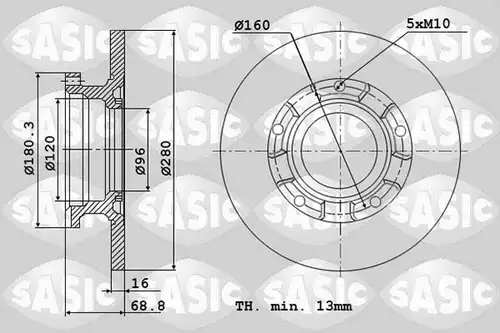 спирачен диск SASIC 6106145