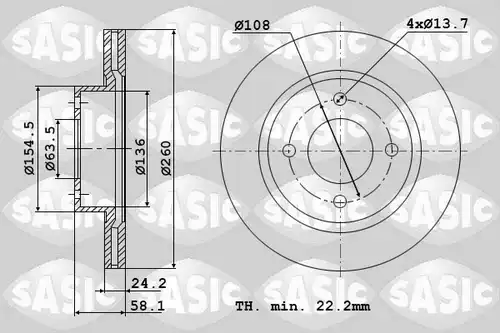 спирачен диск SASIC 9004359J