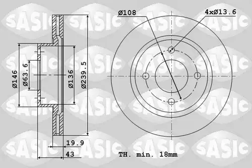 спирачен диск SASIC 9004401J