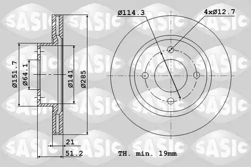 спирачен диск SASIC 9004526J
