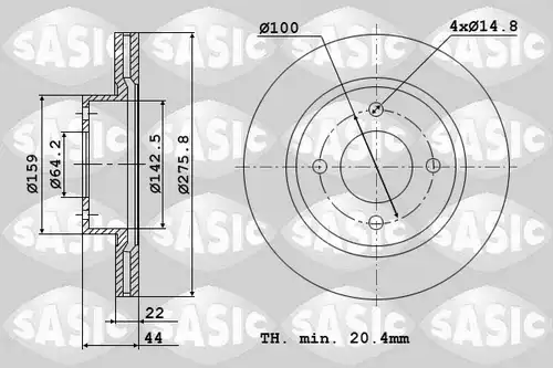 спирачен диск SASIC 9004806J