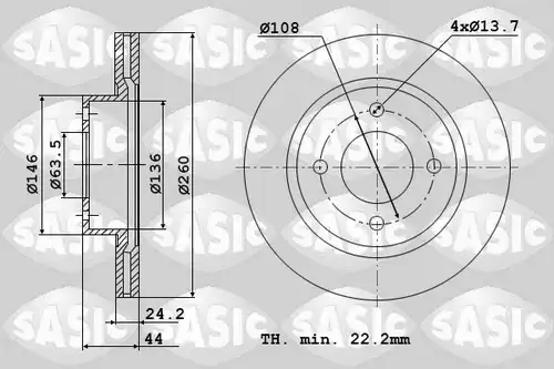 спирачен диск SASIC 9004808J