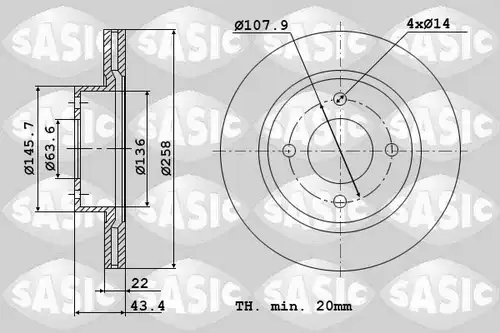 спирачен диск SASIC 9004817J