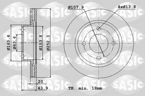 спирачен диск SASIC 9004819J