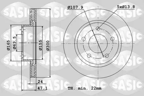 спирачен диск SASIC 9004825J