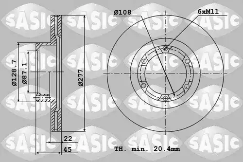 спирачен диск SASIC 9004849J