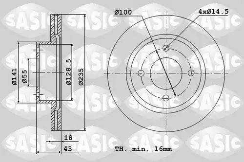 спирачен диск SASIC 9004896J