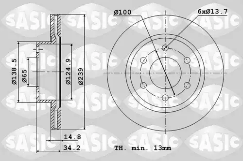 спирачен диск SASIC 9004901J