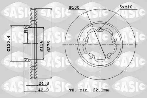 спирачен диск SASIC 9004909J