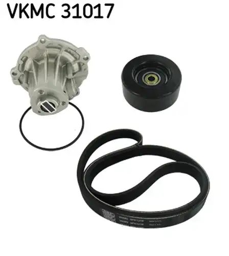 водна помпа + комплект пистови ремъци клиновидно оребряване SKF VKMC 31017