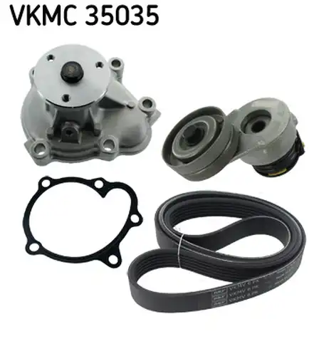 водна помпа + комплект пистови ремъци клиновидно оребряване SKF VKMC 35035