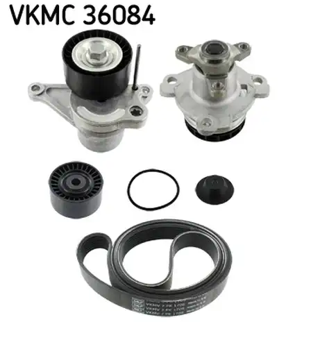 водна помпа + комплект пистови ремъци клиновидно оребряване SKF VKMC 36084