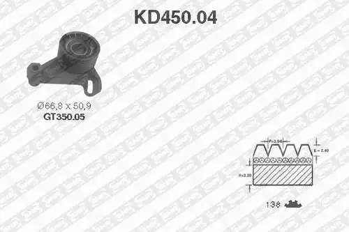 комплект ангренажен ремък SNR KD450.04