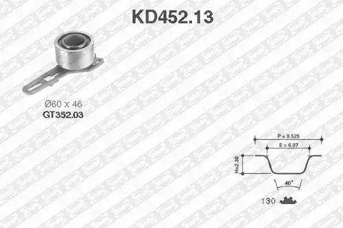 комплект ангренажен ремък SNR KD452.13