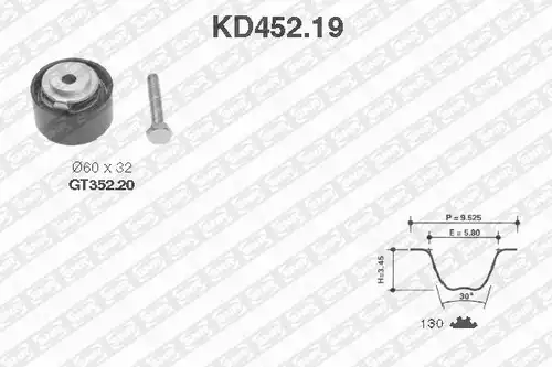 комплект ангренажен ремък SNR KD452.19