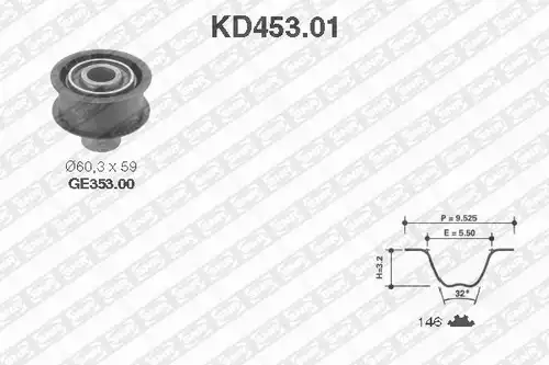 комплект ангренажен ремък SNR KD453.01