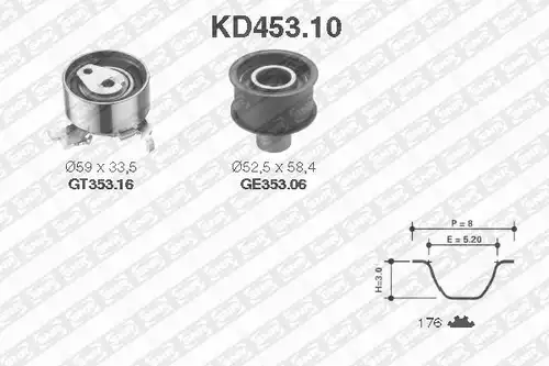комплект ангренажен ремък SNR KD453.10