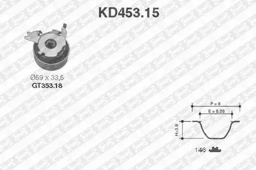 комплект ангренажен ремък SNR KD453.15