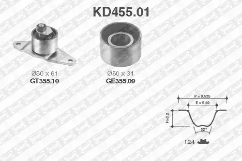 комплект ангренажен ремък SNR KD455.01