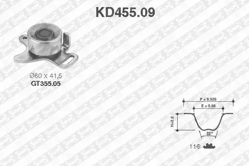 комплект ангренажен ремък SNR KD455.09