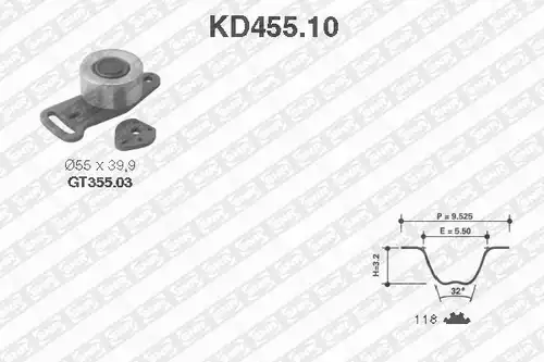 комплект ангренажен ремък SNR KD455.10
