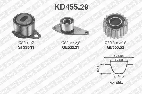 комплект ангренажен ремък SNR KD455.29