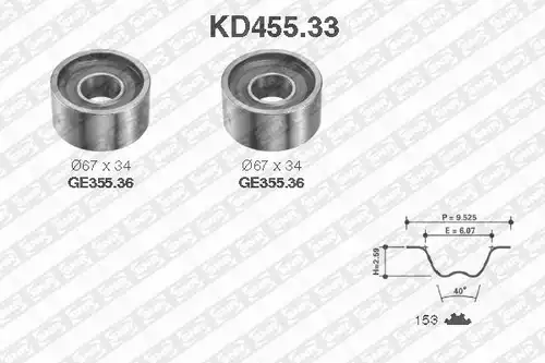 комплект ангренажен ремък SNR KD455.33