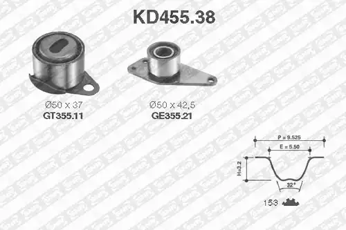 комплект ангренажен ремък SNR KD455.38