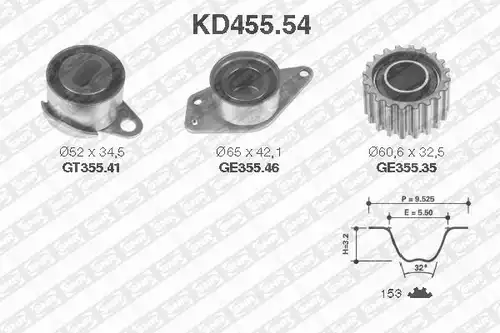 комплект ангренажен ремък SNR KD455.54