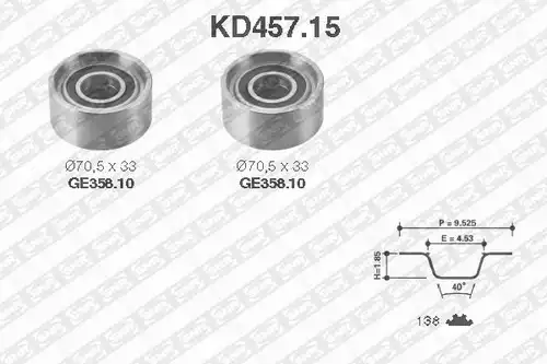 комплект ангренажен ремък SNR KD457.15