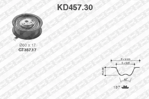 комплект ангренажен ремък SNR KD457.30